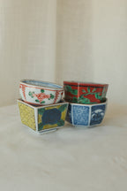 Angled Kutani Sake Cups (Set of 4)