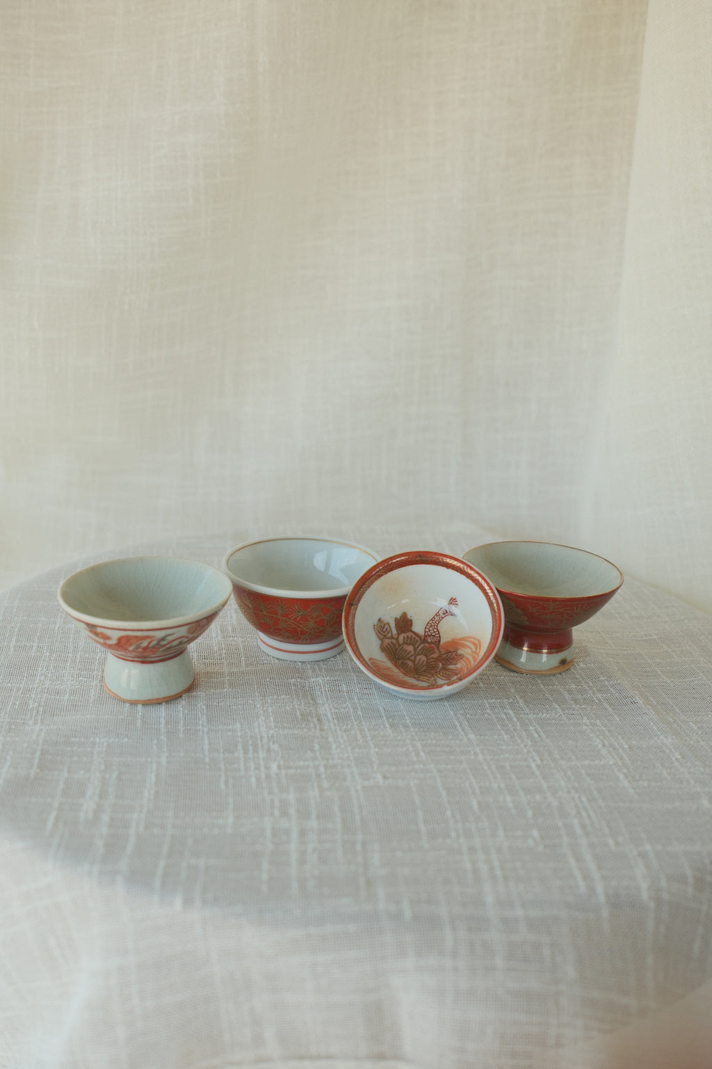 Akae Kutani Sake Cups (Set of 4)