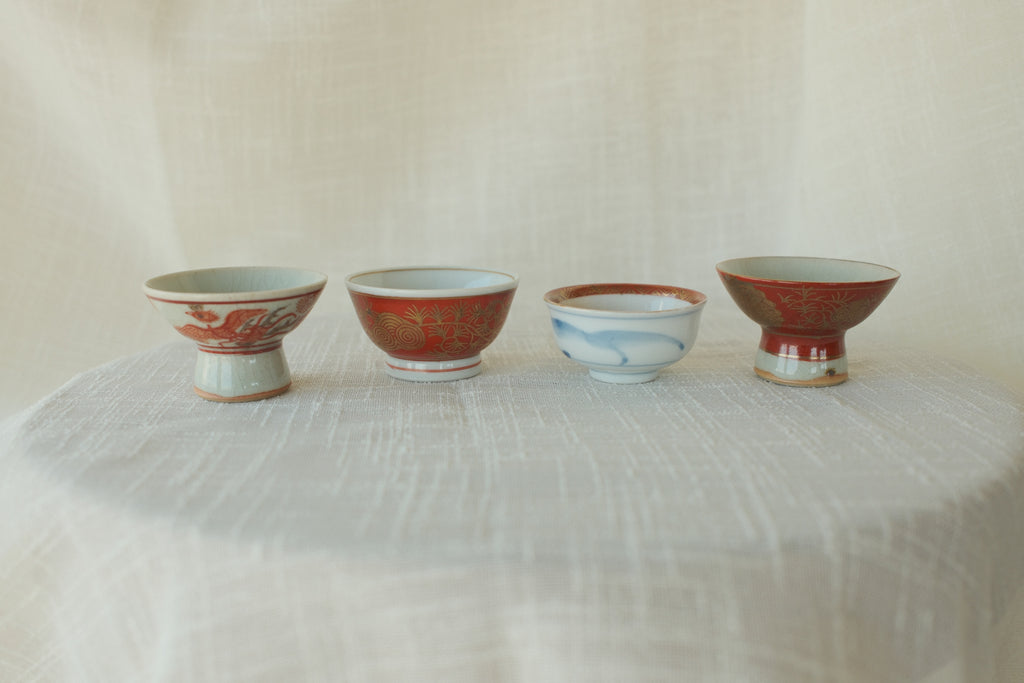 Akae Kutani Sake Cups (Set of 4)