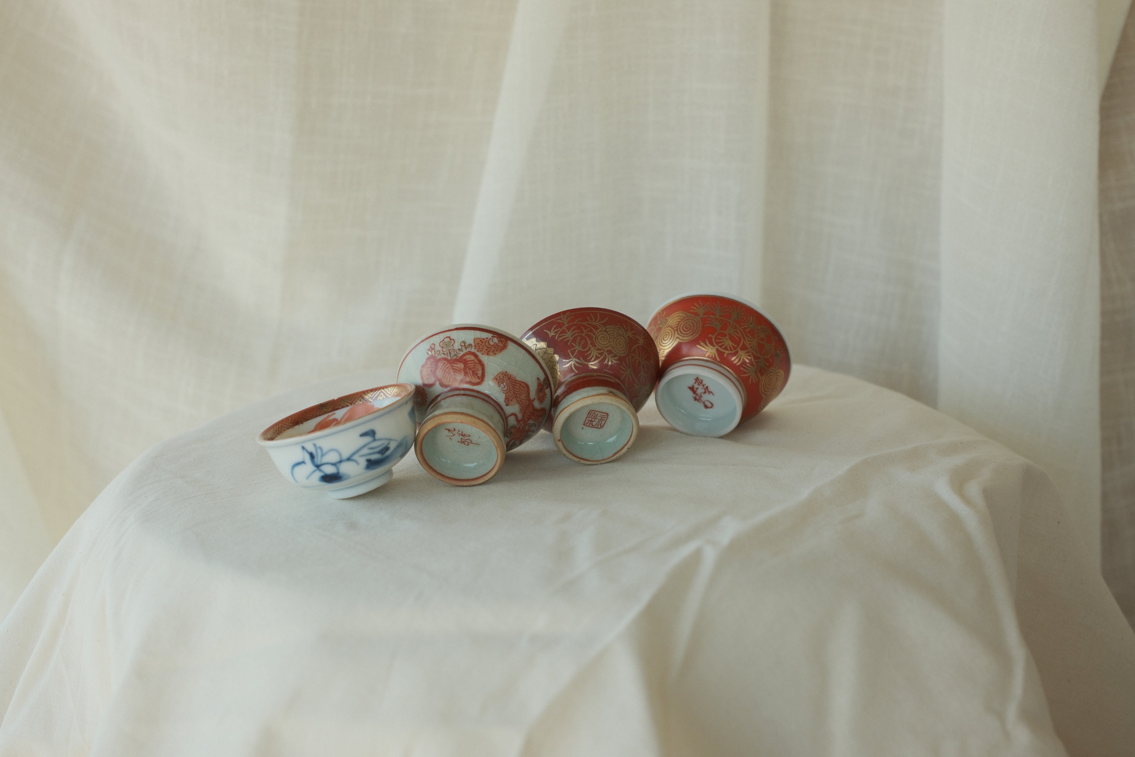 Akae Kutani Sake Cups (Set of 4)