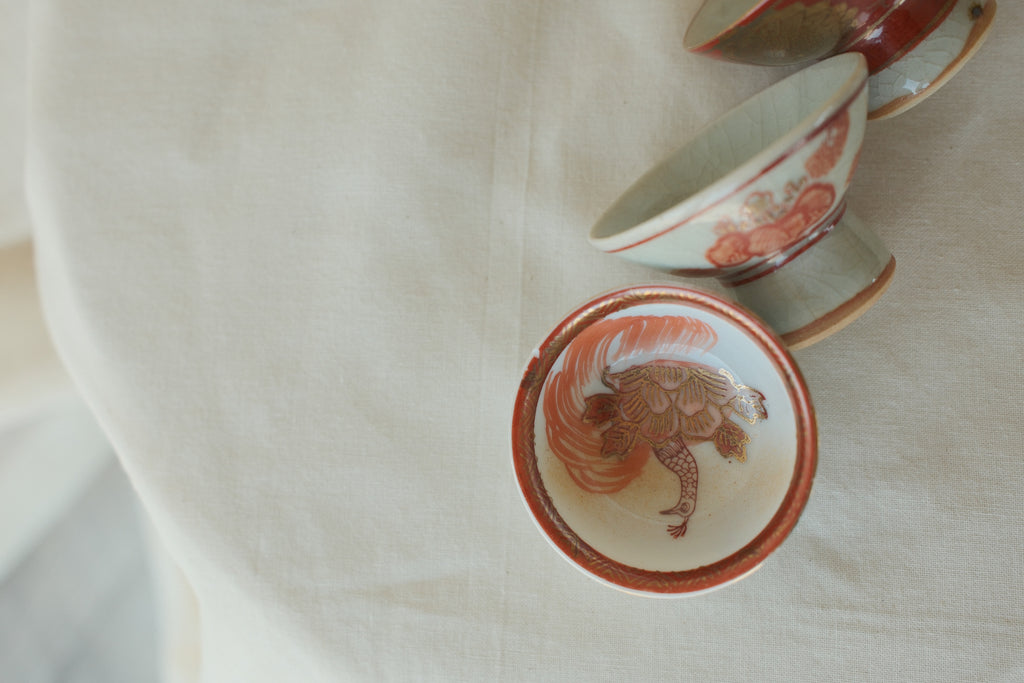 Akae Kutani Sake Cups (Set of 4)