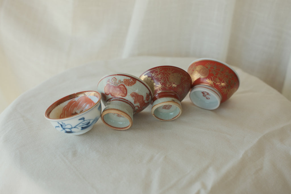 Akae Kutani Sake Cups (Set of 4)