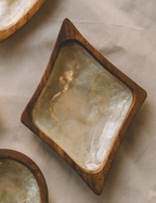 Capiz Shell Lined Wooden Bowls - Diamond