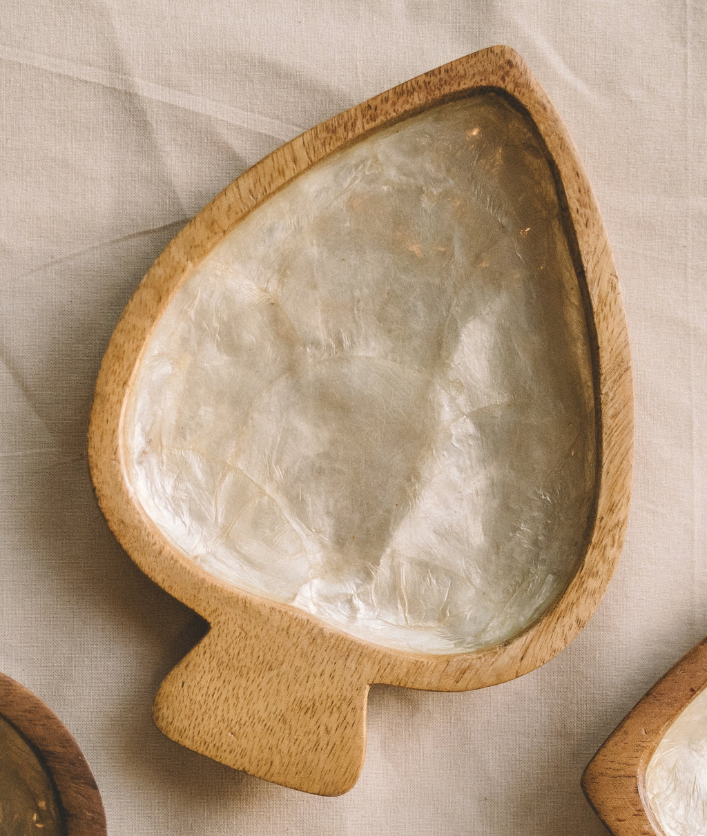 Capiz Shell Lined Wooden Bowls - Spade